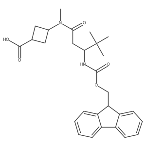 3-[3-({[(9H-fluoren-9-yl)methoxy]carbonyl}amino)-N,4,4-trimethylpentanamido]cyclobutane-1-carboxylic acid Structure