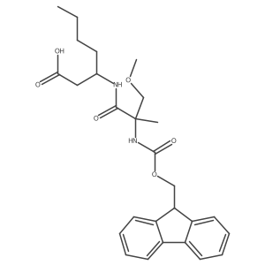 (3S)-3-[2-({[(9H-fluoren-9-yl)methoxy]carbonyl}amino)-2-(methoxymethyl)propanamido]heptanoic acid Structure