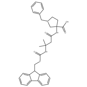 1-benzyl-3-[3-({[(9H-fluoren-9-yl)methoxy]carbonyl}amino)-3-methylbutanamido]pyrrolidine-3-carboxylic acid Structure