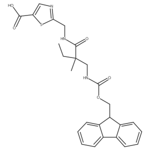 2-({2-[({[(9H-fluoren-9-yl)methoxy]carbonyl}amino)methyl]-2-methylbutanamido}methyl)-1,3-thiazole-5-carboxylic acid结构式