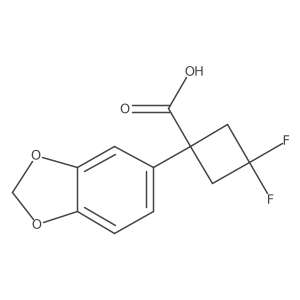 1-(1,3-Dioxaindan-5-yl)-3,3-difluorocyclobutane-1-carboxylic acid结构式