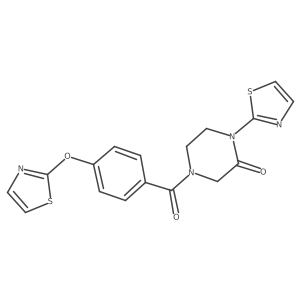 1-(1,3-Thiazol-2-yl)-4-[4-(1,3-thiazol-2-yloxy)benzoyl]piperazin-2-one结构式