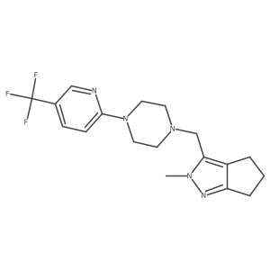 1-({2-methyl-2H,4H,5H,6H-cyclopenta[c]pyrazol-3-yl}methyl)-4-[5-(trifluoromethyl)pyridin-2-yl]piperazine结构式