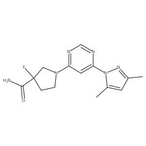 1-[6-(3,5-dimethyl-1H-pyrazol-1-yl)pyrimidin-4-yl]-3-fluoropyrrolidine-3-carboxamide Structure