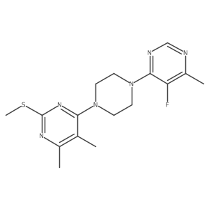 4-[4-(5-Fluoro-6-methylpyrimidin-4-yl)piperazin-1-yl]-5,6-dimethyl-2-(methylsulfanyl)pyrimidine结构式