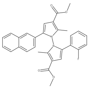 Dimethyl 5-(2-fluorophenyl)-2,2'-dimethyl-5'-(naphthalen-2-yl)-[1,1'-bipyrrole]-3,3'-dicarboxylate Structure