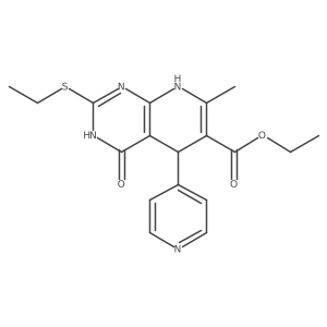 Ethyl 2-(ethylsulfanyl)-7-methyl-4-oxo-5-(pyridin-4-yl)-3,4,5,8-tetrahydropyrido[2,3-d]pyrimidine-6-carboxylate结构式