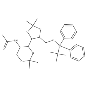 2-(Acetylamino)-2-deoxy-6-O-[(1,1-dimethylethyl)diphenylsilyl]-1,3:4,5-bis-O-(1-methylethylidene)-D-mannitol结构式