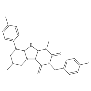 3-[(4-fluorophenyl)methyl]-1,7-dimethyl-9-(4-methylphenyl)-6,7,8,9a,10,10a-hexahydro-4aH-purino[7,8-a]pyrimidine-2,4-dione结构式