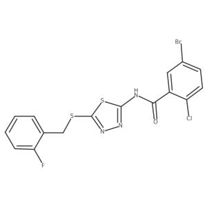 5-bromo-2-chloro-N-[5-[(2-fluorophenyl)methylsulfanyl]-1,3,4-thiadiazol-2-yl]benzamide结构式