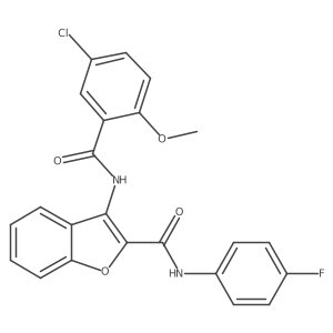 3-(5-chloro-2-methoxybenzamido)-N-(4-fluorophenyl)benzofuran-2-carboxamide结构式