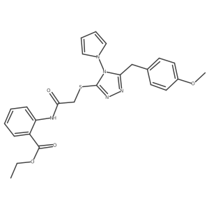 ethyl 2-[({[5-(4-methoxybenzyl)-4-(1H-pyrrol-1-yl)-4H-1,2,4-triazol-3-yl]sulfanyl}acetyl)amino]benzoate Structure