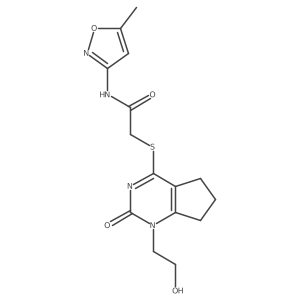 2-((1-(2-hydroxyethyl)-2-oxo-2,5,6,7-tetrahydro-1H-cyclopenta[d]pyrimidin-4-yl)thio)-N-(5-methylisoxazol-3-yl)acetamide结构式