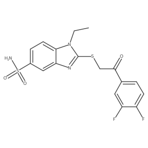 2-[2-(3,4-Difluorophenyl)-2-oxoethylthio]-1-ethylbenzimidazole-5-sulfonamide Structure