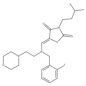 (5Z)-5-({(2-fluorobenzyl)[2-(morpholin-4-yl)ethyl]amino}methylidene)-3-(3-methylbutyl)-2-thioxo-1,3-thiazolidin-4-one结构式