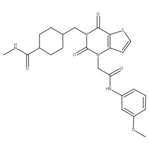 4-((1-(2-((3-methoxyphenyl)amino)-2-oxoethyl)-2,4-dioxo-1,2-dihydrothieno[3,2-d]pyrimidin-3(4H)-yl)methyl)-N-methylcyclohexanecarboxamide结构式