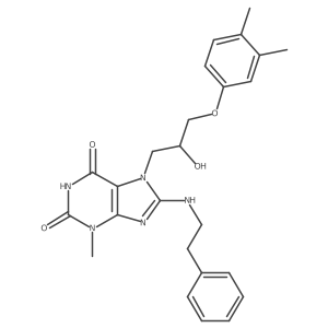 7-(3-(3,4-dimethylphenoxy)-2-hydroxypropyl)-3-methyl-8-(phenethylamino)-1H-purine-2,6(3H,7H)-dione结构式