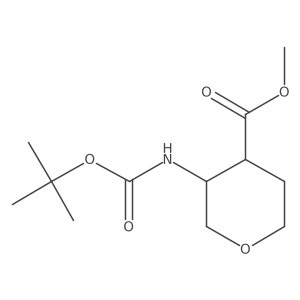 rel-Methyl (3R,4R)-3-[[(1,1-dimethylethoxy)carbonyl]amino]tetrahydro-2H-pyran-4-carboxylate结构式