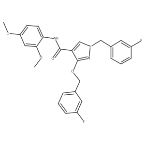N-(2,4-dimethoxyphenyl)-1-(3-fluorobenzyl)-3-((3-fluorobenzyl)oxy)-1H-pyrazole-4-carboxamide Structure