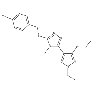 3-((4-chlorobenzyl)thio)-5-(3-ethoxy-1-ethyl-1H-pyrazol-4-yl)-4-methyl-4H-1,2,4-triazole Structure