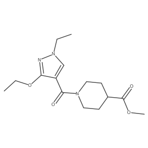 methyl 1-(3-ethoxy-1-ethyl-1H-pyrazole-4-carbonyl)piperidine-4-carboxylate结构式