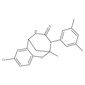 8-chloro-3-(3,5-dimethylphenyl)-2-methyl-5,6-dihydro-2H-2,6-methanobenzo[g][1,3,5]oxadiazocine-4(3H)-thione结构式