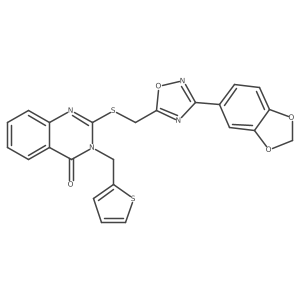 2-({[3-(2H-1,3-benzodioxol-5-yl)-1,2,4-oxadiazol-5-yl]methyl}sulfanyl)-3-[(thiophen-2-yl)methyl]-3,4-dihydroquinazolin-4-one结构式
