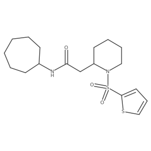 N-cycloheptyl-2-(1-(thiophen-2-ylsulfonyl)piperidin-2-yl)acetamide结构式