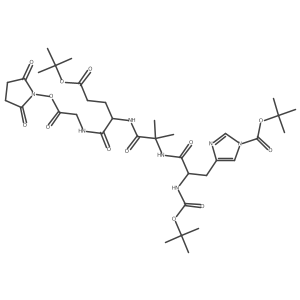 Boc-His(Boc)-Aib-Glu(O-tBu)-Gly-OSu Structure