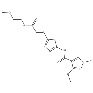 3-methoxy-N-(5-((2-((2-methoxyethyl)amino)-2-oxoethyl)thio)-1,3,4-thiadiazol-2-yl)-1-methyl-1H-pyrazole-4-carboxamide Structure