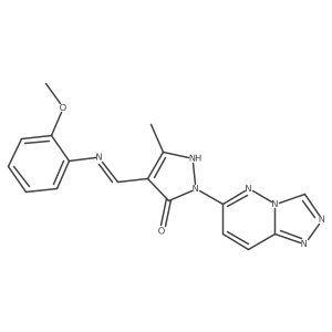 (4E)-4-{[(2-methoxyphenyl)amino]methylidene}-5-methyl-2-([1,2,4]triazolo[4,3-b]pyridazin-6-yl)-2,4-dihydro-3H-pyrazol-3-one Structure