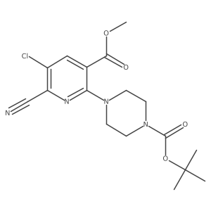 tert-Butyl 4-(5-chloro-6-cyano-3-(methoxycarbonyl)pyridin-2-yl)piperazine-1-carboxylate结构式