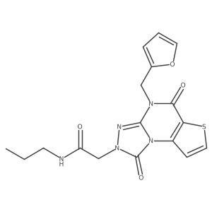 2-[8-(furan-2-ylmethyl)-7,12-dioxo-5-thia-1,8,10,11-tetrazatricyclo[7.3.0.02,6]dodeca-2(6),3,9-trien-11-yl]-N-propylacetamide结构式