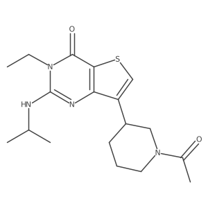 Thieno[3,2-d]pyrimidin-4(3H)-one, 7-(1-acetyl-3-piperidinyl)-3-ethyl-2-[(1-methylethyl)amino]-结构式