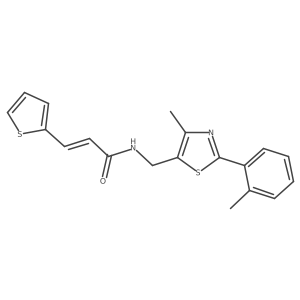 (E)-N-((4-methyl-2-(o-tolyl)thiazol-5-yl)methyl)-3-(thiophen-2-yl)acrylamide结构式