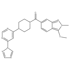 (4-(6-(1H-1,2,4-triazol-1-yl)pyrimidin-4-yl)piperazin-1-yl)(3-methoxy-2-methyl-2H-indazol-6-yl)methanone Structure