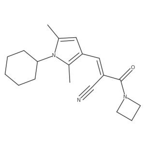 (E)-2-(Azetidine-1-carbonyl)-3-(1-cyclohexyl-2,5-dimethylpyrrol-3-yl)prop-2-enenitrile结构式