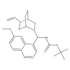 tert-Butyl ((S)-(6-methoxyquinolin-4-yl)((1S,2S,4S,5R)-5-vinylquinuclidin-2-yl)methyl)carbamate Structure