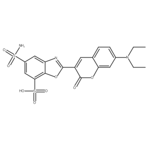Benzoxazolesulfonic acid, 5-(aminosulfonyl)-2-(7-(diethylamino)-2-oxo-2H-1-benzopyran-3-yl)- Structure