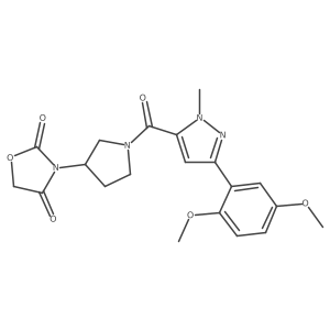 3-(1-(3-(2,5-dimethoxyphenyl)-1-methyl-1H-pyrazole-5-carbonyl)pyrrolidin-3-yl)oxazolidine-2,4-dione结构式