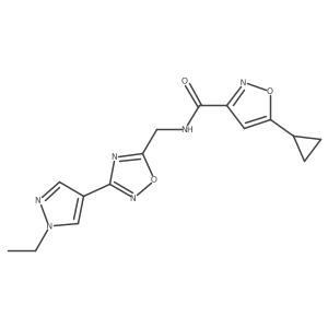 5-cyclopropyl-N-((3-(1-ethyl-1H-pyrazol-4-yl)-1,2,4-oxadiazol-5-yl)methyl)isoxazole-3-carboxamide Structure