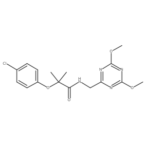 2-(4-chlorophenoxy)-N-[(4,6-dimethoxy-1,3,5-triazin-2-yl)methyl]-2-methylpropanamide结构式