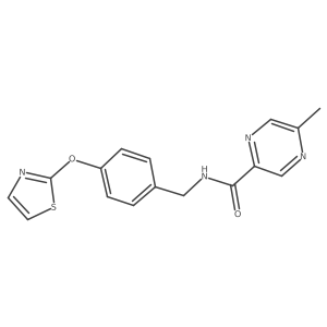 5-methyl-N-(4-(thiazol-2-yloxy)benzyl)pyrazine-2-carboxamide结构式