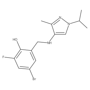 4-bromo-2-fluoro-6-({[3-methyl-1-(propan-2-yl)-1H-pyrazol-4-yl]amino}methyl)phenol结构式