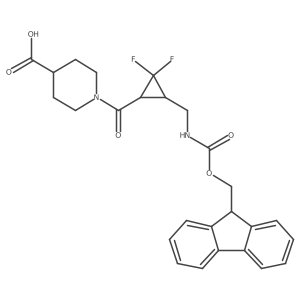 1-{3-[({[(9H-fluoren-9-yl)methoxy]carbonyl}amino)methyl]-2,2-difluorocyclopropanecarbonyl}piperidine-4-carboxylic acid结构式