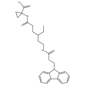 1-[4-ethyl-6-({[(9H-fluoren-9-yl)methoxy]carbonyl}amino)hexanamido]cyclopropane-1-carboxylic acid结构式