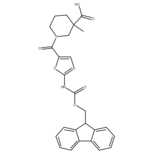 1-[2-({[(9H-fluoren-9-yl)methoxy]carbonyl}amino)-1,3-thiazole-5-carbonyl]-3-methylpiperidine-3-carboxylic acid Structure