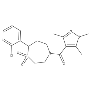 (7-(2-chlorophenyl)-1,1-dioxido-1,4-thiazepan-4-yl)(1,3,5-trimethyl-1H-pyrazol-4-yl)methanone结构式