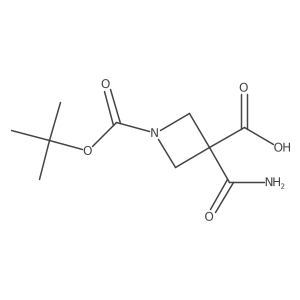 3-Carbamoyl-1-[(2-methylpropan-2-yl)oxycarbonyl]azetidine-3-carboxylic acid结构式