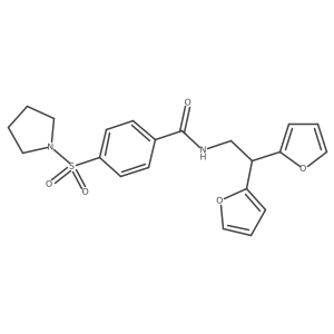 N-[2,2-bis(furan-2-yl)ethyl]-4-(pyrrolidine-1-sulfonyl)benzamide结构式